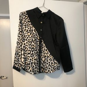 Black leopard blouse